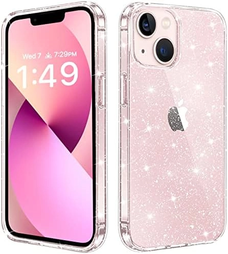 MZA STORES iPhone 13 Case - Clear Glitter TPU Slim for iPhone 13