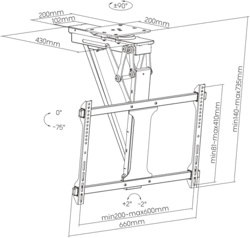 TV Ceiling Mount - 50kg 32-75 inch