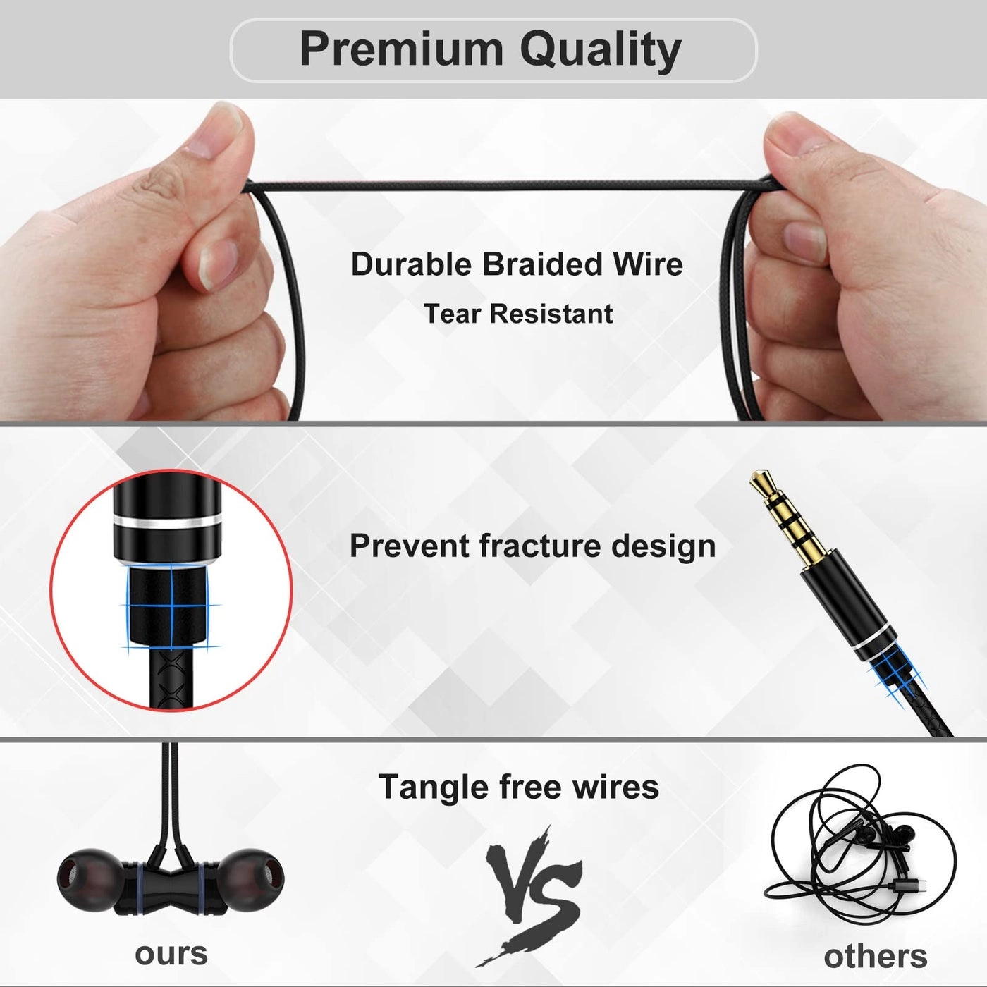 3.5mm Headphones Magnetic Wired Earbuds