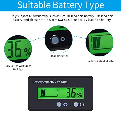 Voltage Meter - LCD Waterproof 12V to 48V