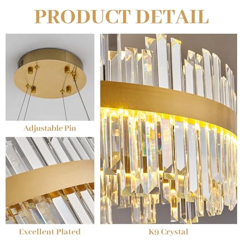 Rectangle LED Crystal Chandelier - 3 Colors Dimmable