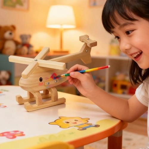 Wood Building Toy Kit - 3 Vehicle Projects 12 Paint Colors