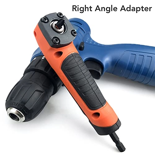 Right Angle Adapter - 6.35mm hex + Screwdriver Bits - 10 screwdriver bits