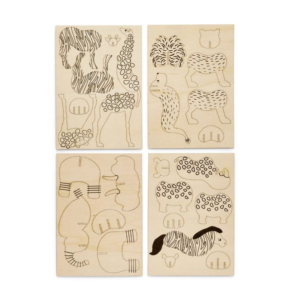 3D Wooden Animal Activity Craft Kit - 26 Pieces