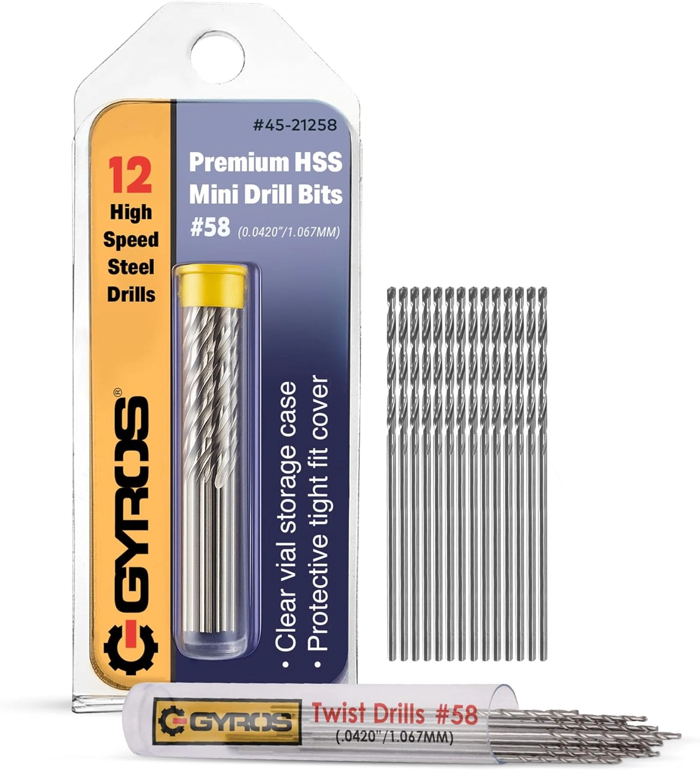 Gyros Mini Twist Drill Bits - High Speed Steel 12 1.067MM