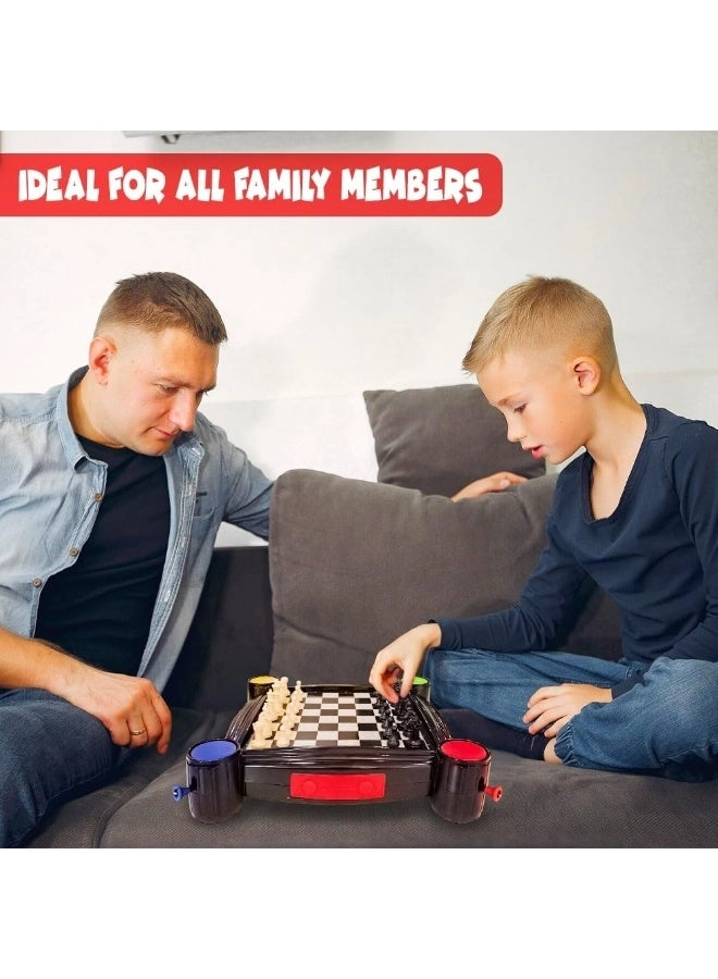 4 in 1 Family Board Games Set - Chess Checkers Ludo