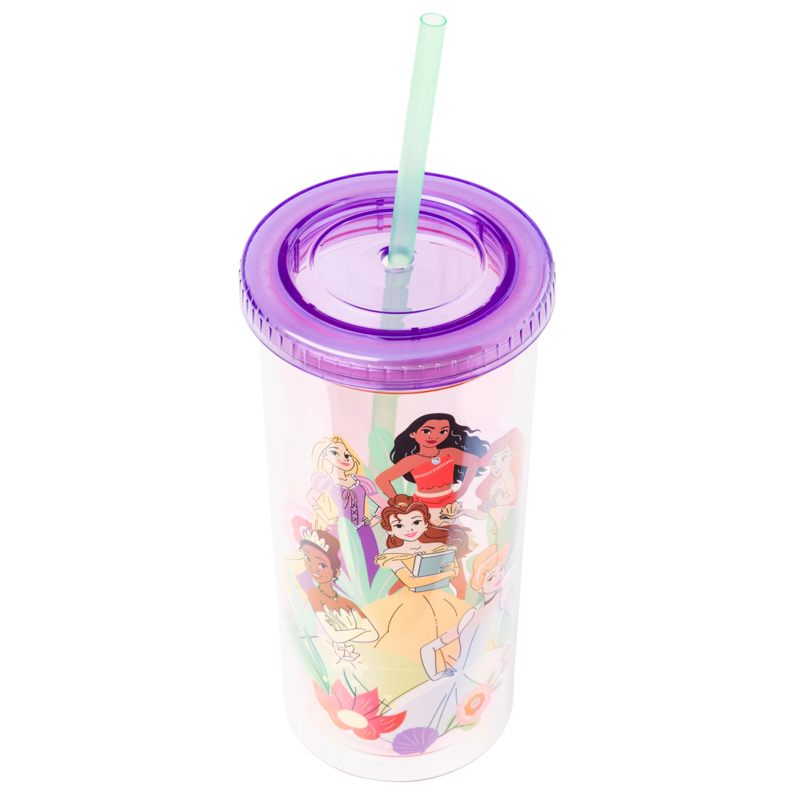Disney Princess Reusable Cup - Floral Lid Straw