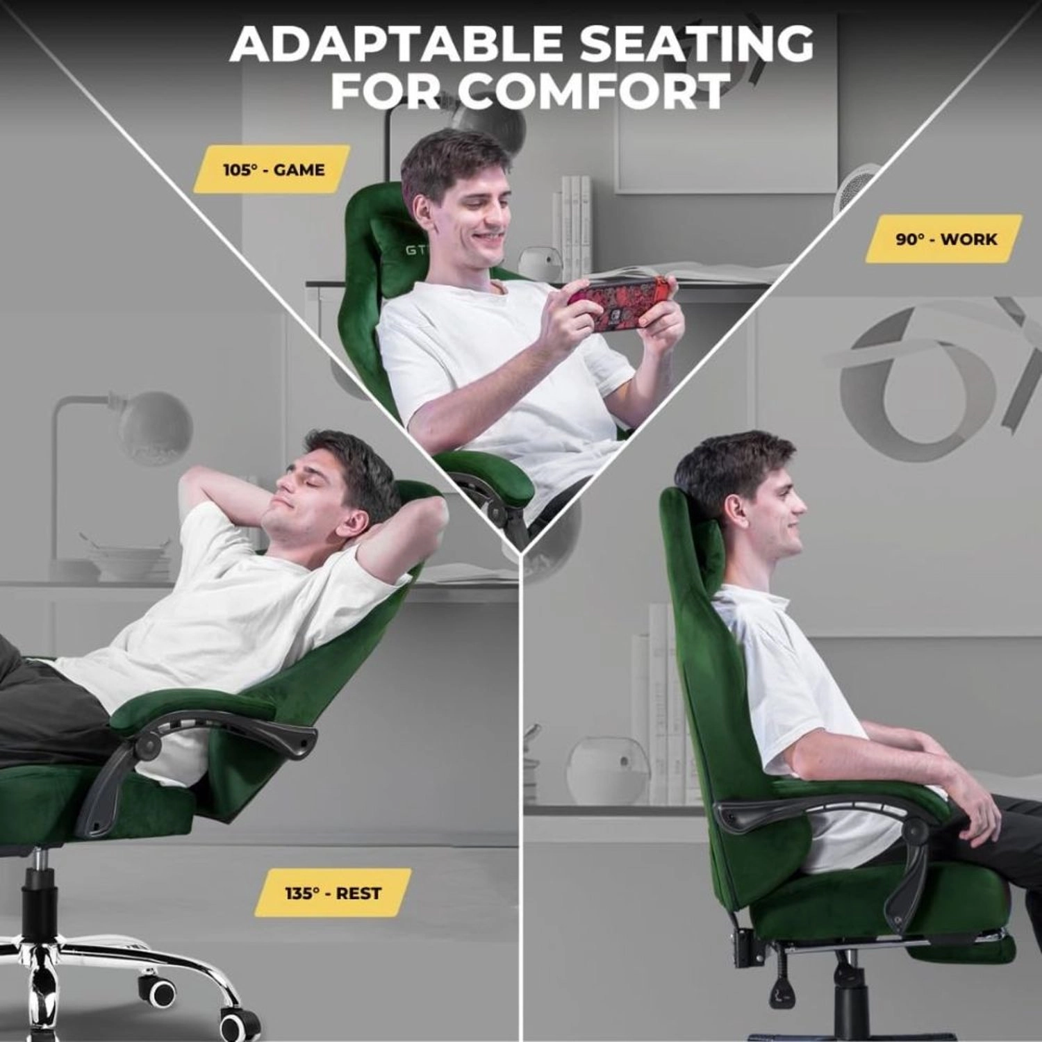 GT829 - Gaming Chair Velvet Green