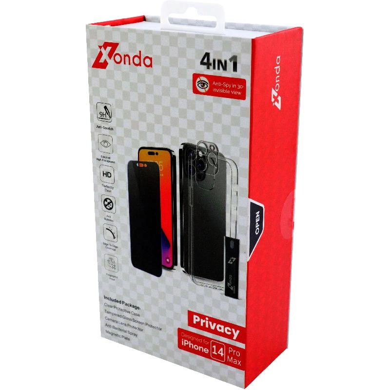 Clear Case - Clear for iPhone 14 + Privacy Tempered Glass for iPhone 14 + Camera Lens for iPhone 14 + Anti-bacteria Spray