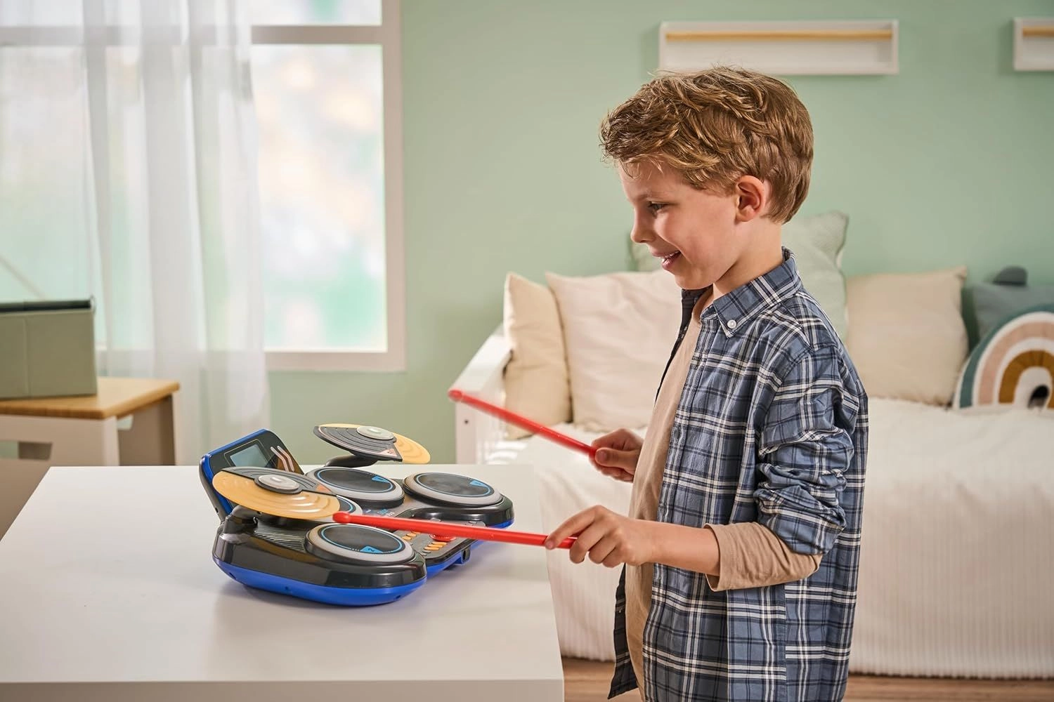 10-In-1 Kidi Light-Up DJ Drums Kit With Bluetooth - 25+ songs Suitable for 5 years & above