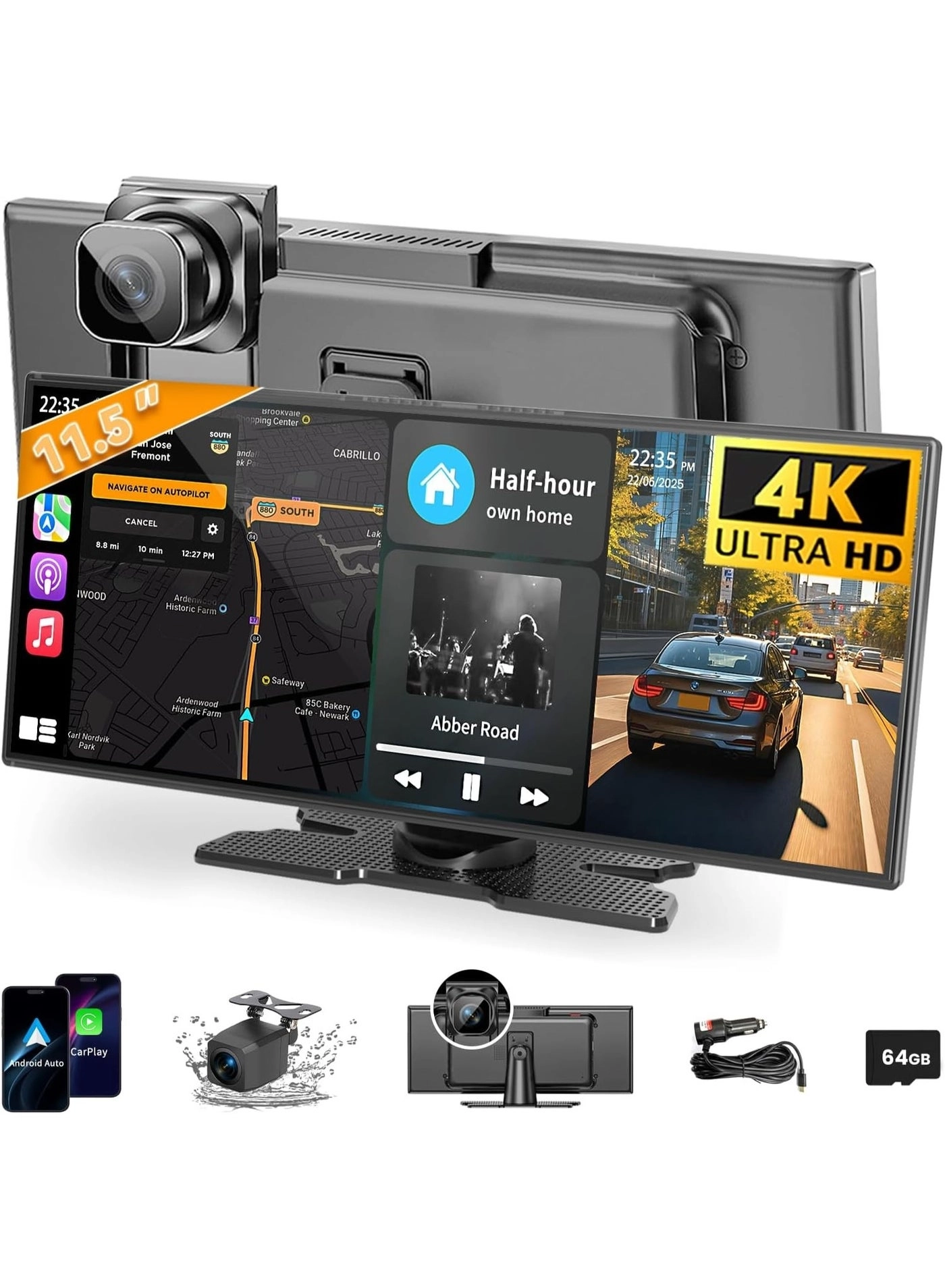 VIEREX Wireless CarPlay Screen - 4K 1080P