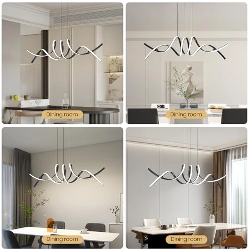 Modern LED Linear & Wave Chandelier - 150cm