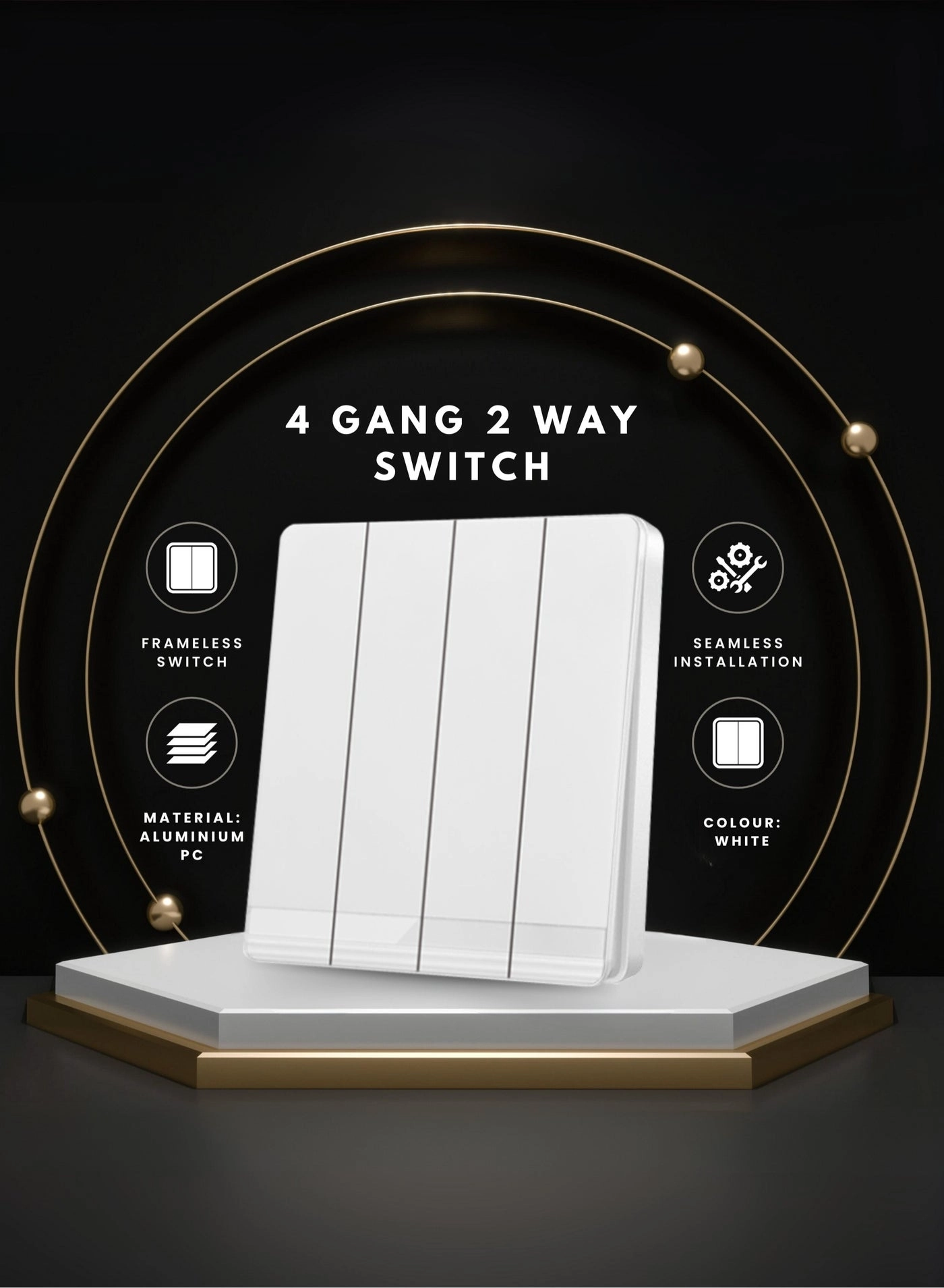 V.MAX 4-Gang 2-Way Plate Switch