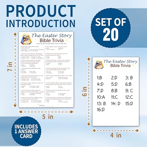 Easter Game Cards - 16 years and up 20 game cards & 1 answer card