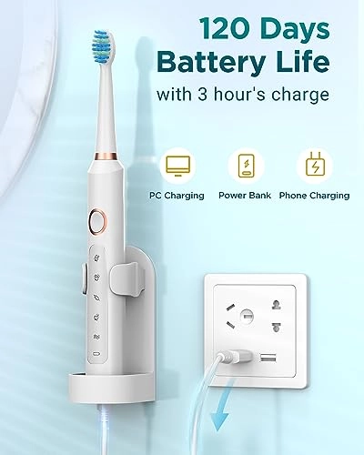 Electric Toothbrush - 8 Brush Heads 5 Modes 2 Minute Timer