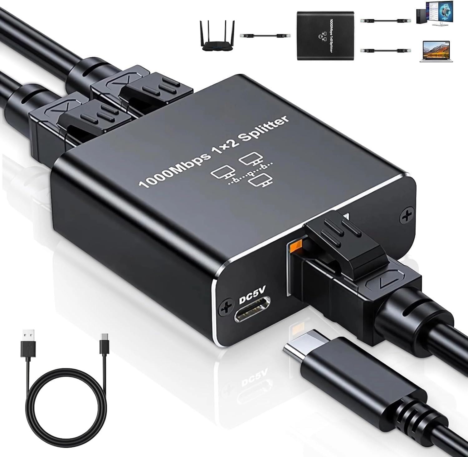 CN Ethernet Splitter 1to2 4-ports