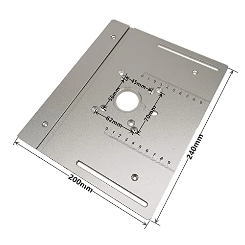 Router Table Insert Plate - 240 x 200mm Aluminum Alloy + Backer Plate + 180° Angle Gauge