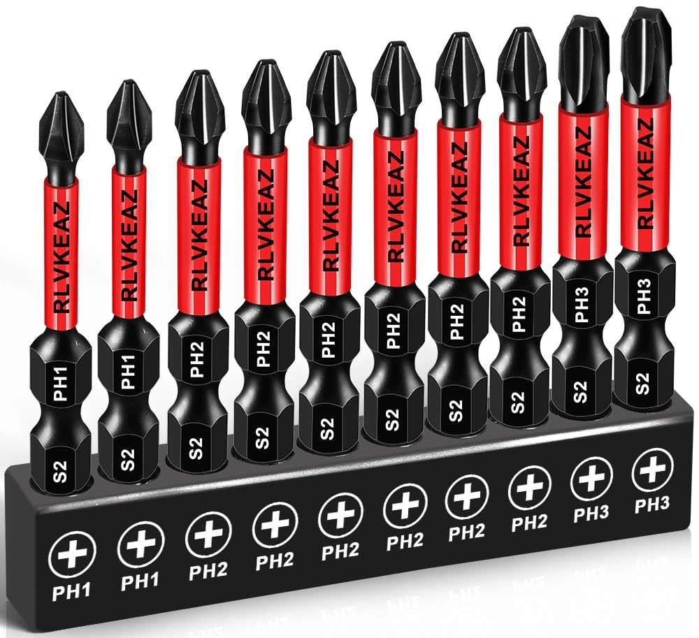 RLVKEAZ Phillips Bits - 10-Pack PH1/PH2/PH3 2 Inch