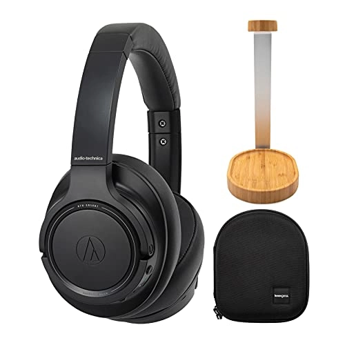 ATH-SR50BT - Wireless Headphone + Wooden Headphone Stand + Protective Headphone Case
