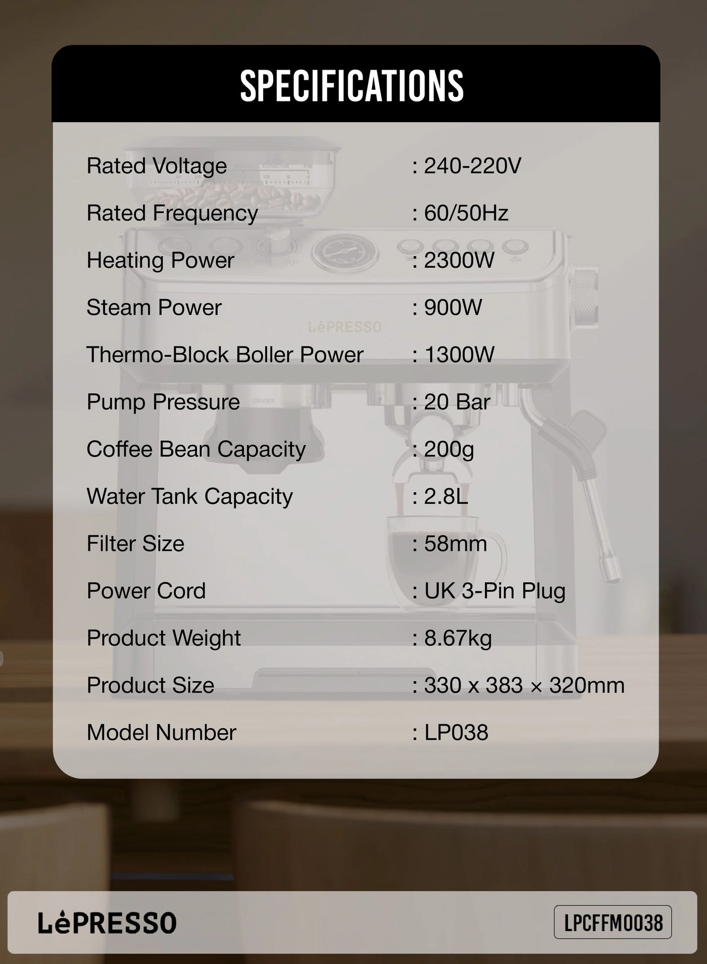 Dual Boiler Espresso Machine LPCFFM0030