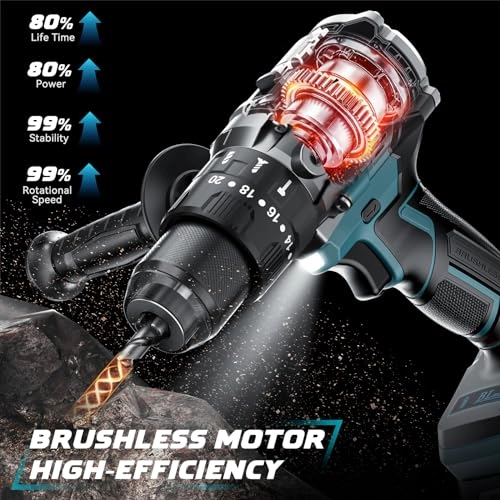 Cordless Drill Set - 18V Brushless 1/2" Keyless Chuck
