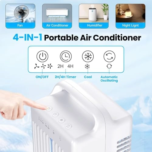 Portable Mobile Air Conditioner - 6 Speeds 7 Color Lights 2200mAh