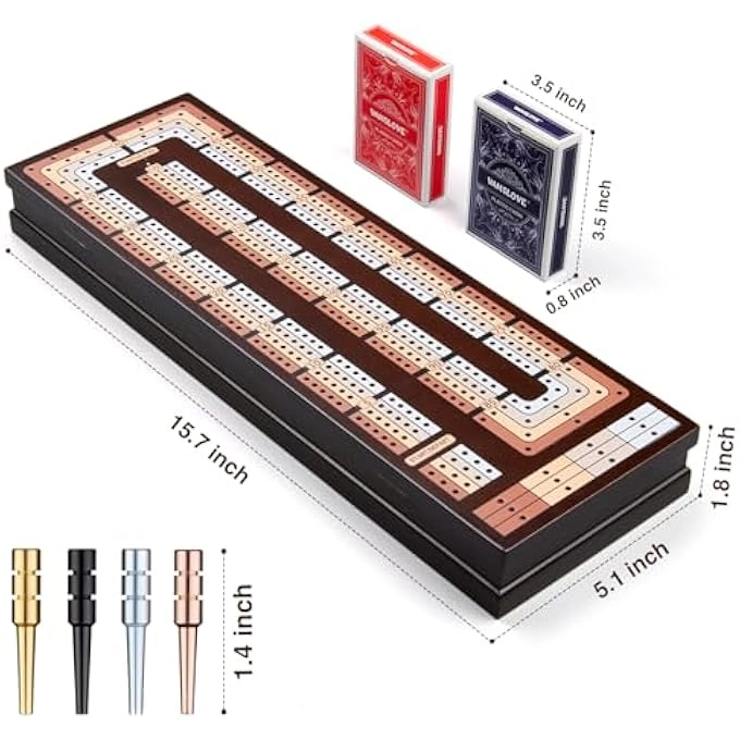Cribbage Board - 4-Track Wooden Magnetic Scoreboard