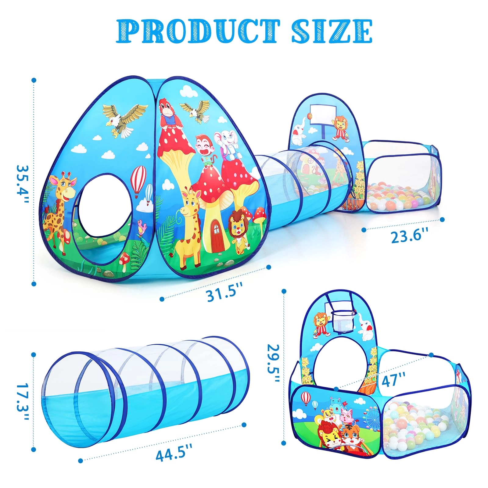 3 in 1 Kids Play Tent - Jungle Pop Up