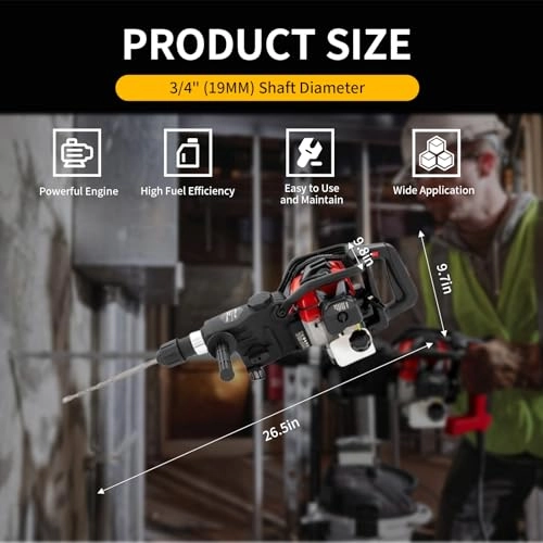 32.6CC 2 Stroke Gas Powered Demolition Jack Hammer - 1000W