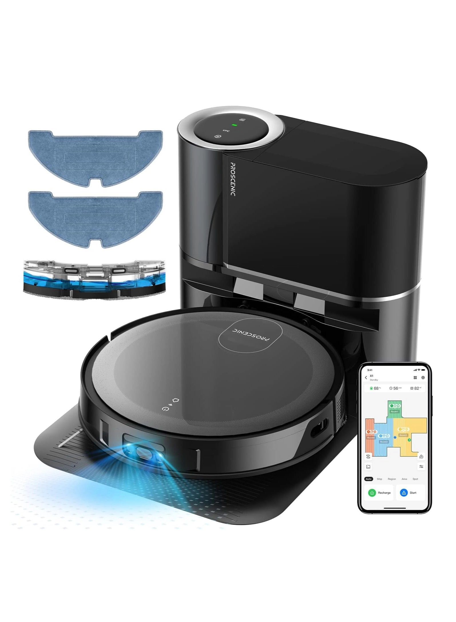 Proscenic X1 Robot Vacuum - With Mop Self-Emptying Station