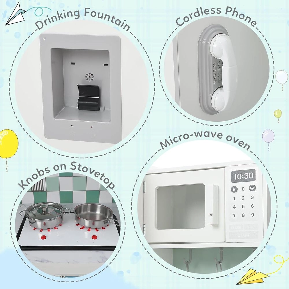 Kids Wooden Kitchen Pretend Playset (5551007-W08321)