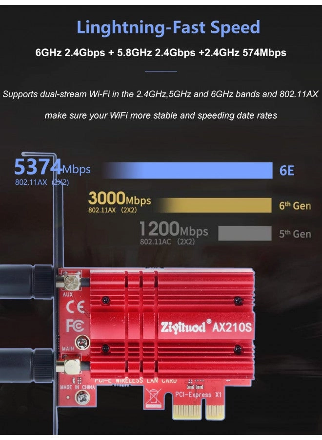 AX210 - Tri-Bands(6GHz/5GHz/2.4GHz) PCIe Wireless