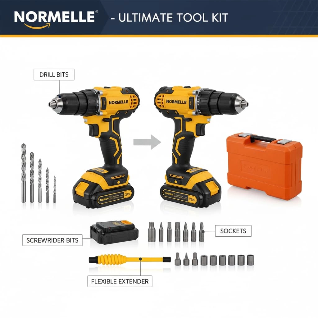 Cordless Drill Driver - 2 × 7500mAh lithium-ion