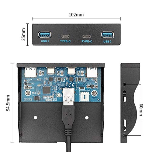 5.25" Front Panel USB 3.0 & USB-C HUB - Motherboard 20pin Header