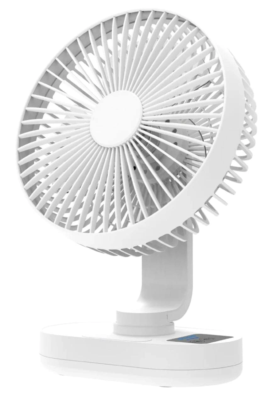 Portable Rechargeable Fan with LED Light - 3 Speed 8 Hours 180° Rotating