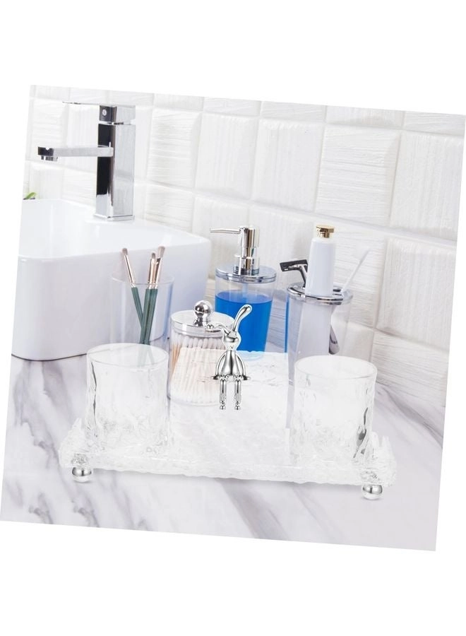 Multifunctional Bathroom Countertop Toothbrush Holder - 2 Rinse Cups clear