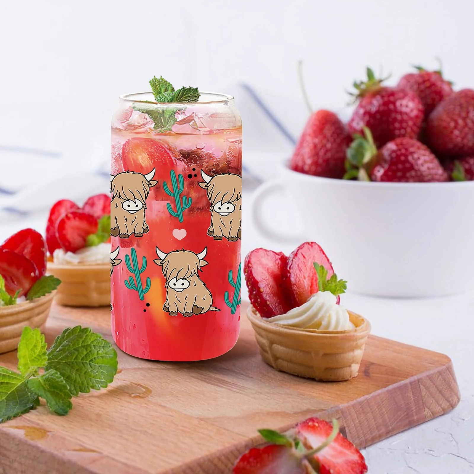 Highland Cow Glass Tumbler - 1 pcs Gift