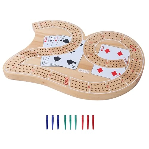 29 Cribbage Board - Wooden 3-Track with Pegs