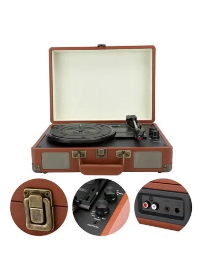 Retro Vinyl Turntable Record Player - 3 Speed Bluetooth 5.4 Portable Suitcase