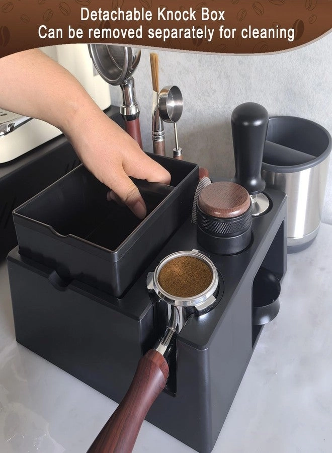 Knock box + Tamper station + Distributor + Portafilter + Puck screen accessories