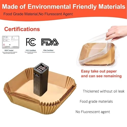 Mini Air Fryer Liners - Wood Pulp 125 piece(s)