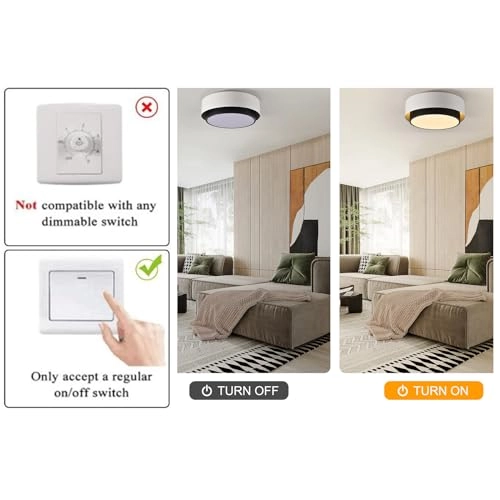 LED Ceiling Light - 3-Color Not compatible with a dimmer switch