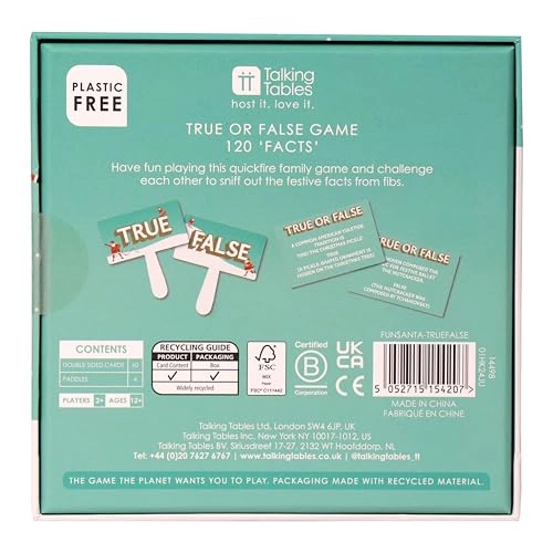 Christmas True or False Quiz Game - English 12+ 60 cards