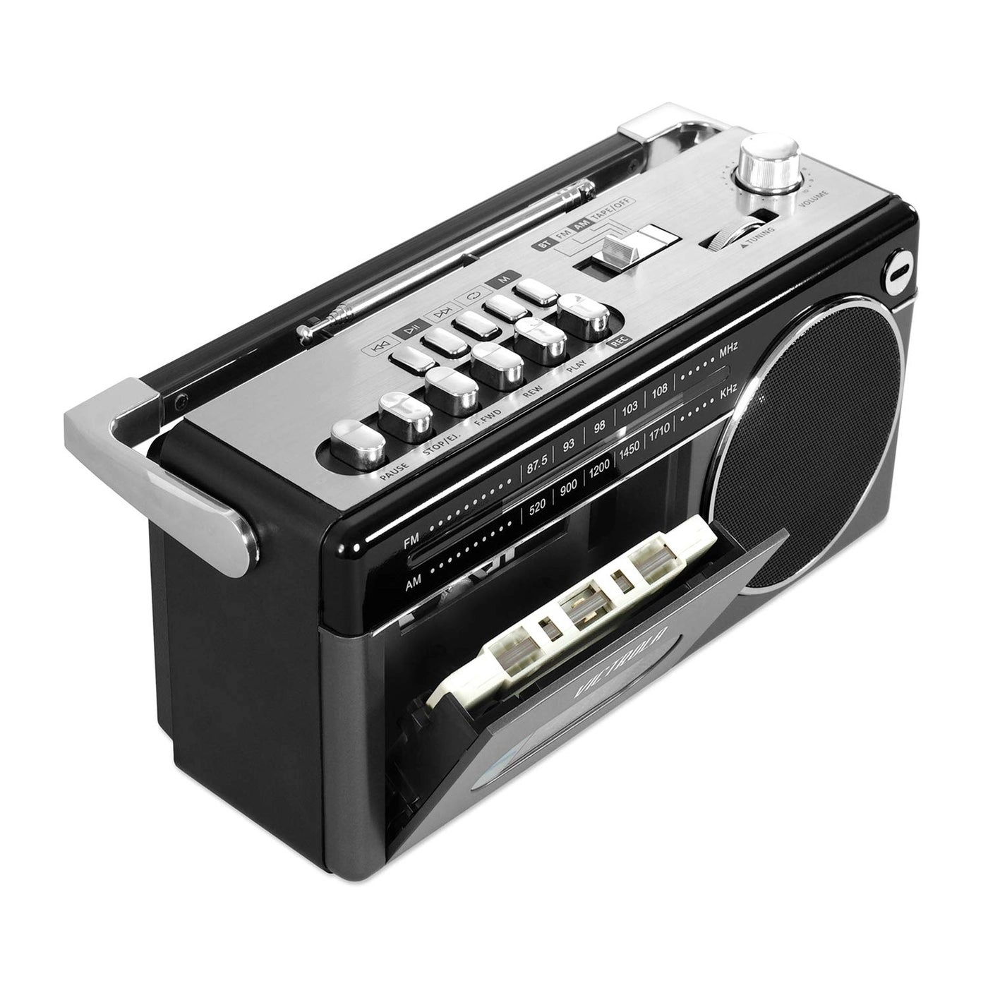 Mini Bluetooth Boombox - Cassette Player AM/FM Radio