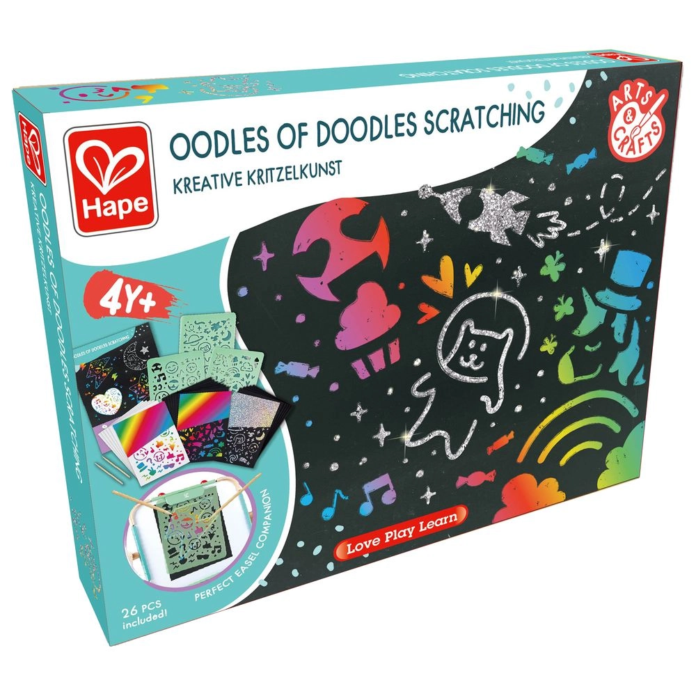 Oodles of Doodles Scratching Arts And Craft Set - 26pcs two wooden styluses