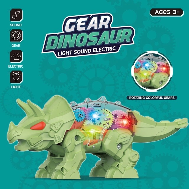 Electric DIY Gear Dinosaur - Light and Sound Blue
