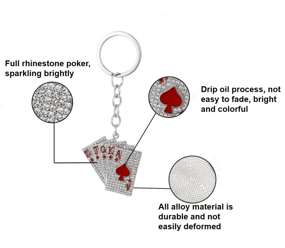 Poker Hand Playing Cards Keychain - Royal Flush
