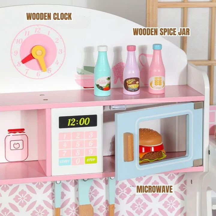 Kids Wooden Kitchen Playset With Accessories (5551007-MSN24002)