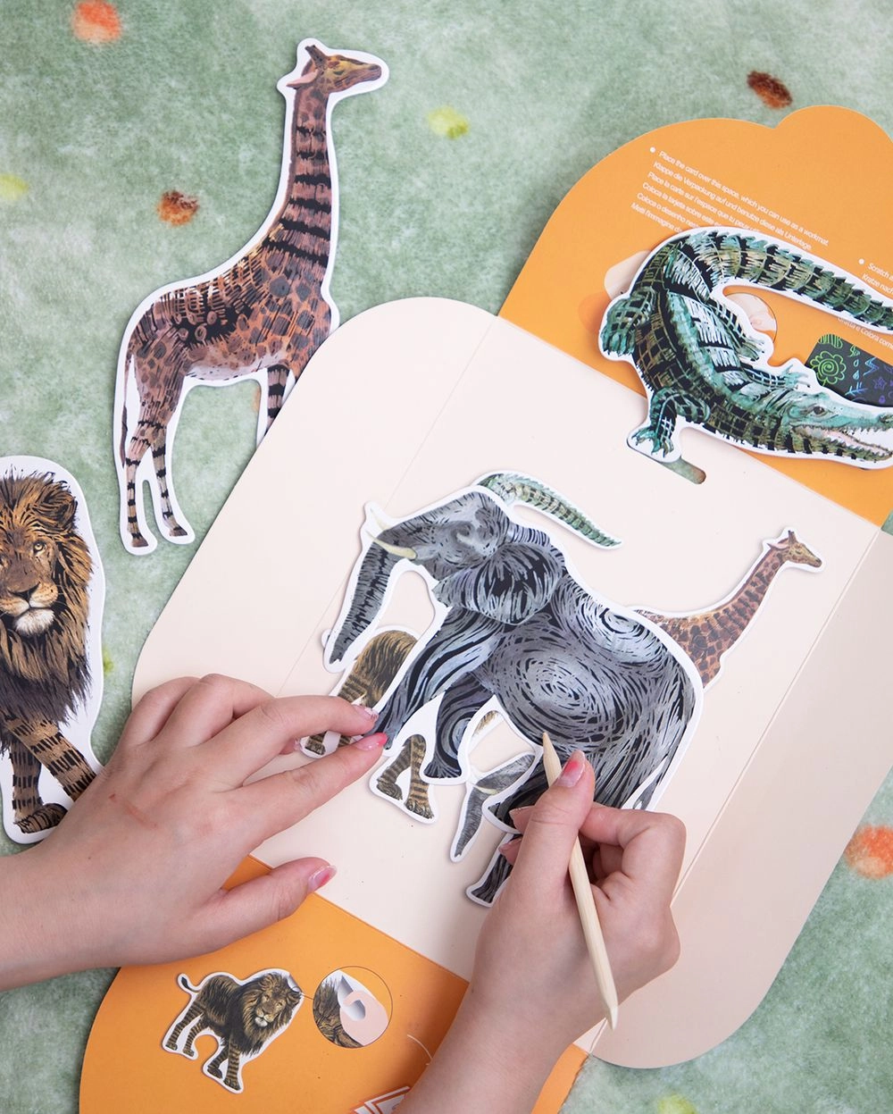 Safari Animals Activity Sticker Book Scratch Art 4 pcs
