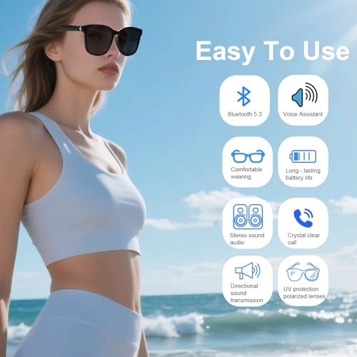 Smart Bluetooth Audio Sunglasses - Dual Speaker Remote Shooting